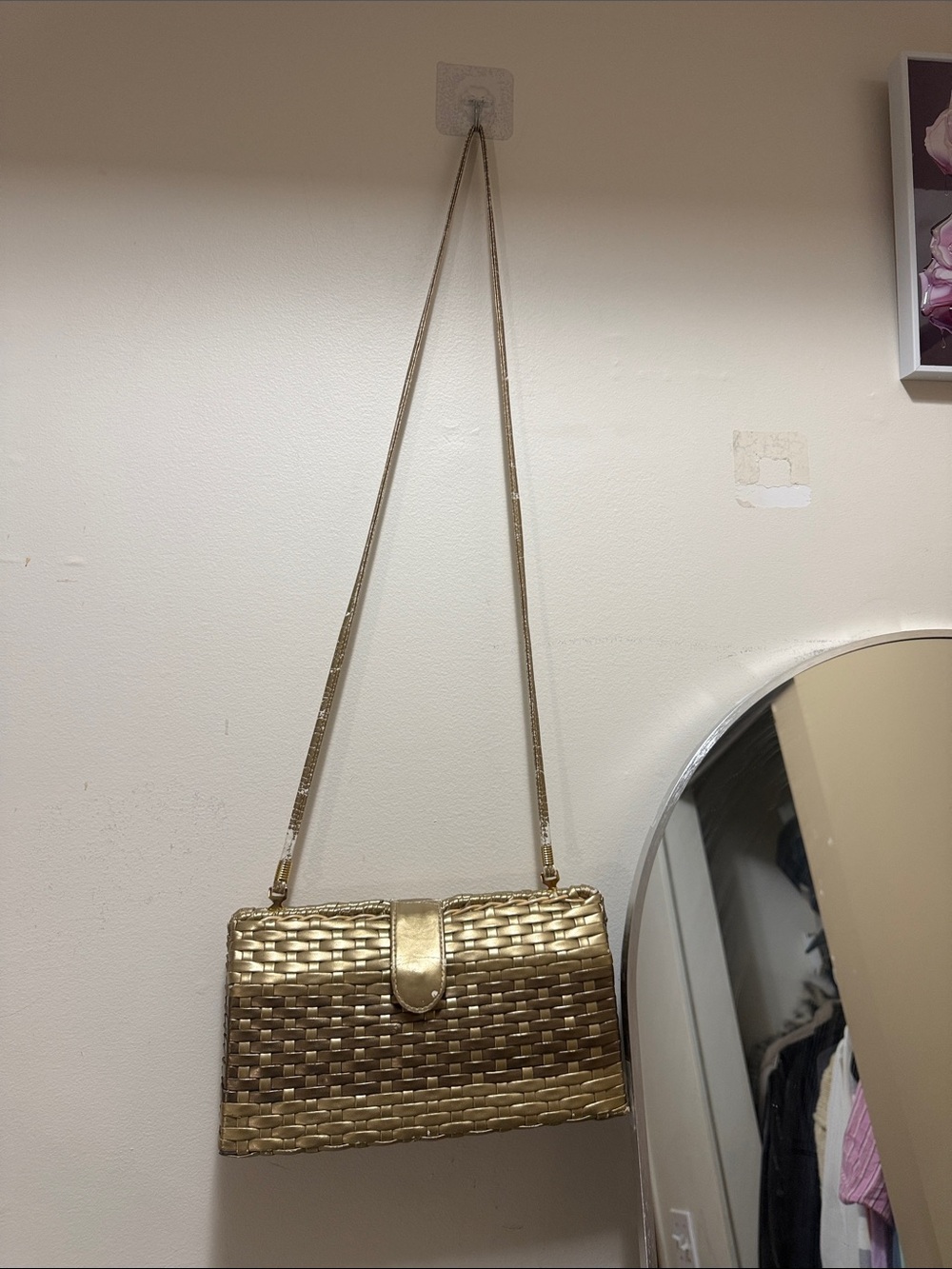 Gold Woven Shoulder Bag - Unbranded
